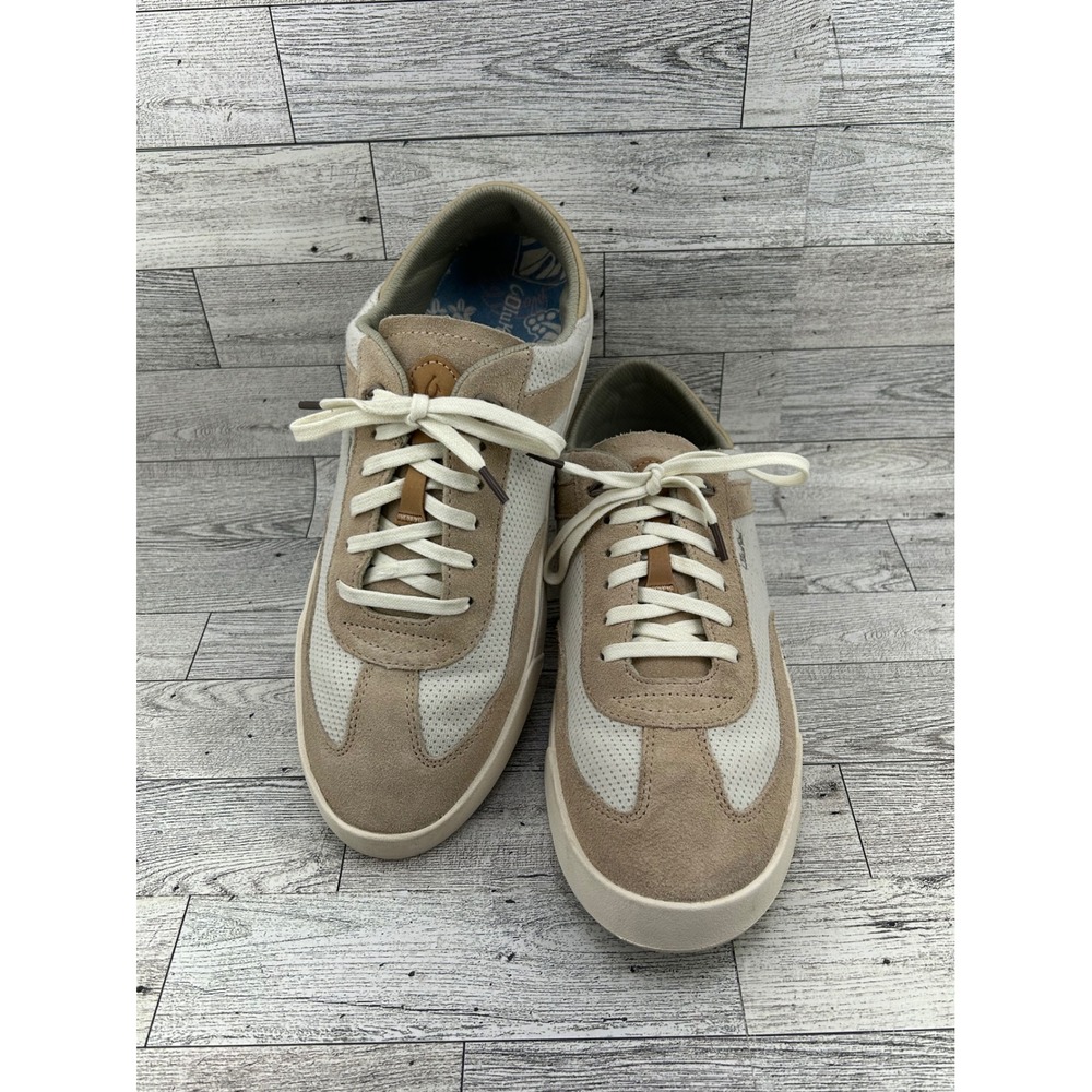 OluKai Kilea Sneaker Tan White Leather Lace Up Casual Shoes US Women US 10 EU 40